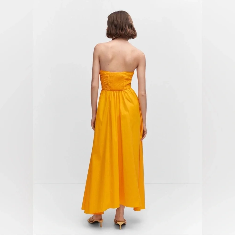 NWOT MANGO Flared Corset Dress in Neon Orange Size 4 - Picture 2 of 13